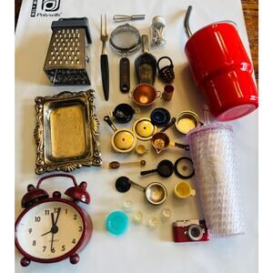 Lot of Vintage & Current MINI Dollhouse Toys - Over 40 individual pieces